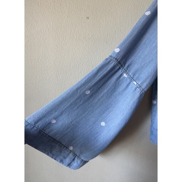 Cloth & Stone Open Back Top Women's Size Medium Chambray Polka Dot Print Blouse - Picture 4 of 9